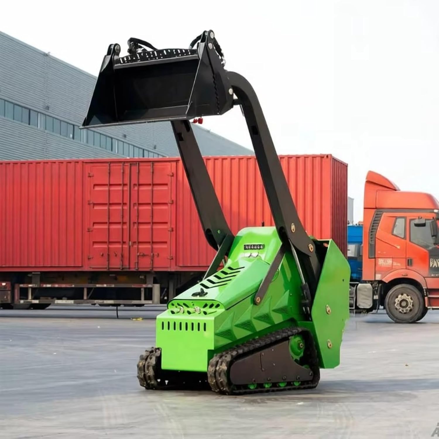 Skid Steer Loader Mini Skid Steer Loader with Fully Enclosed Cab, Front Bucket, Attachments Compatible for Landscaping, Construction, Snow Removal, Agriculture, Farming, Industrial Commercial Use