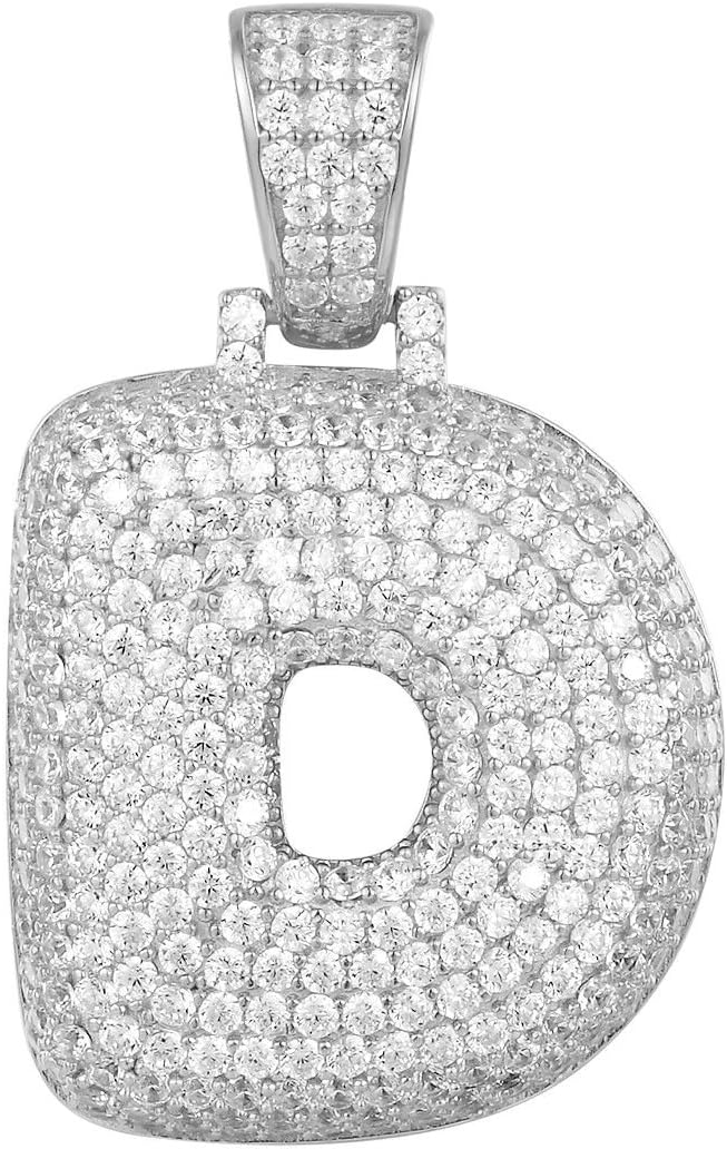.925 Sterling Silver Bubble Letter CZ Pendant