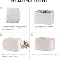 Vista 6 de Paquete de 4 cestas de almacenamiento para organizar, cestas tejidas para estantes, perfectas para juguetes, libros, toallas y ropa, cestas