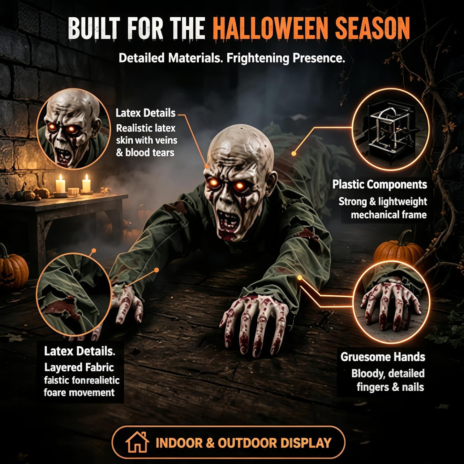 Générique Crawling Zombie Animatronic, effrayant pour Halloween A