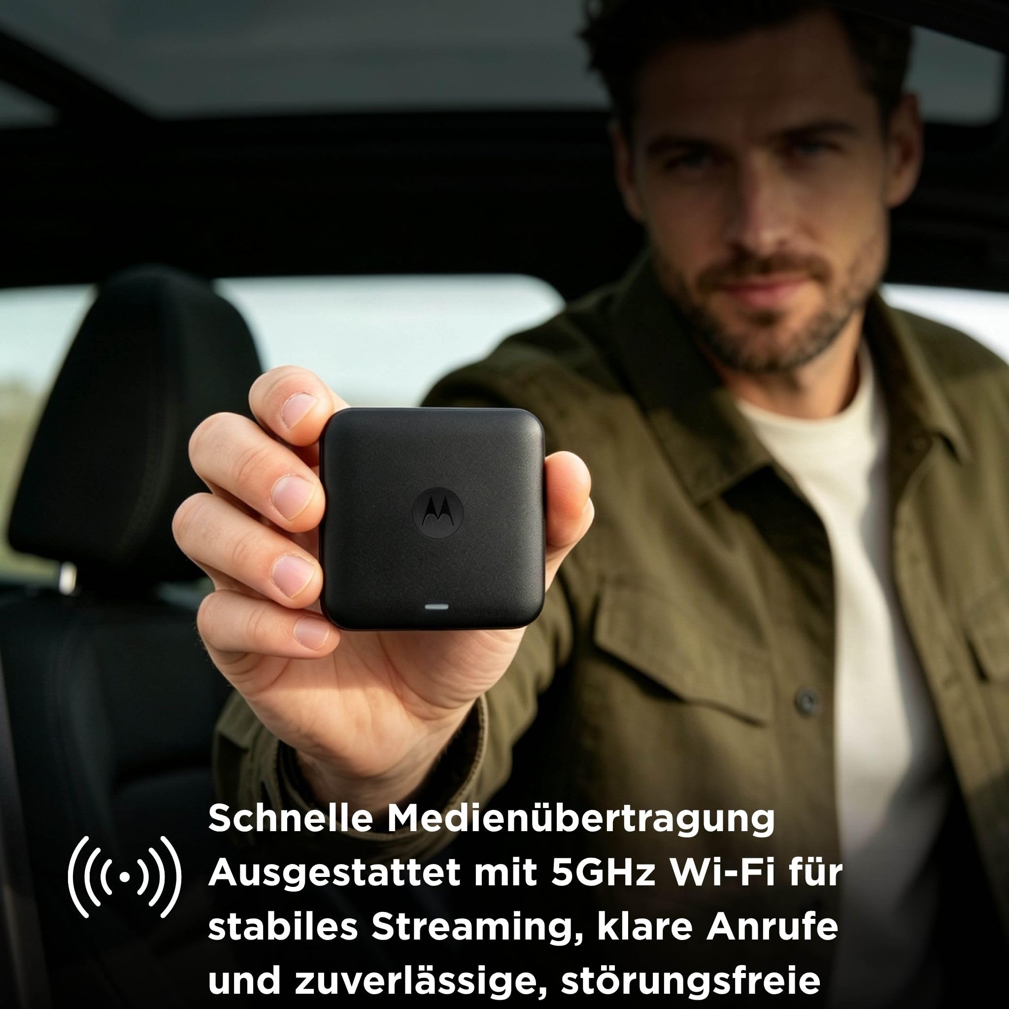 Motorola Drive MA2 Wireless Android Auto Adapter – entwickelt von Google | Wi-Fi 5 GHz | Automatische Bluetooth-Verbindung | USB-A und USB-C | Multipoint