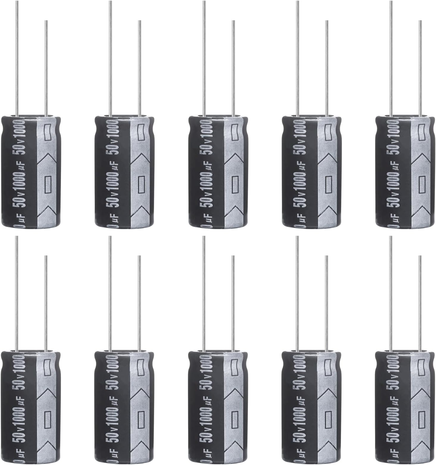 ALLECIN 1000uF 50V 13x25mm Electrolytic Capacitor 1000 UF MFD 50 Volt 0.51x0.98in Aluminum Capacitors (Pack of 10)