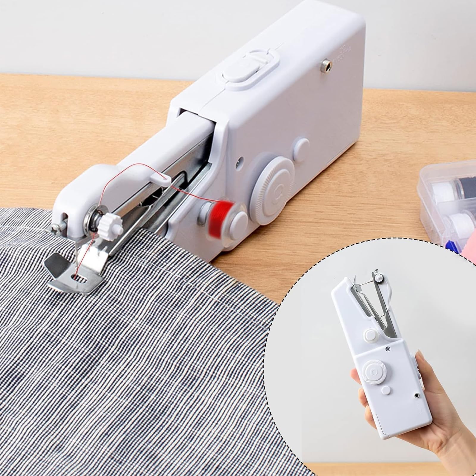 Machine a Coudre, Portable Sewing Machine, Mini Machine à Coudre Portable, Machine a Coudre Portable, Facile à Utiliser pour les Débutants, pour les Vêtements, la Coupe, Voyages à la Maison