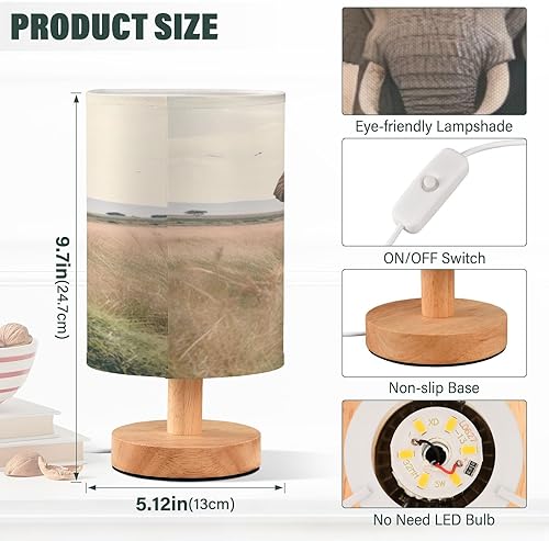 Miniatura 3 de Linda lámpara de mesa de noche de elefante lámpara de noche LED cálida con puerto USB Cable tela cilíndrica lámpara de escritorio para dormitorio,