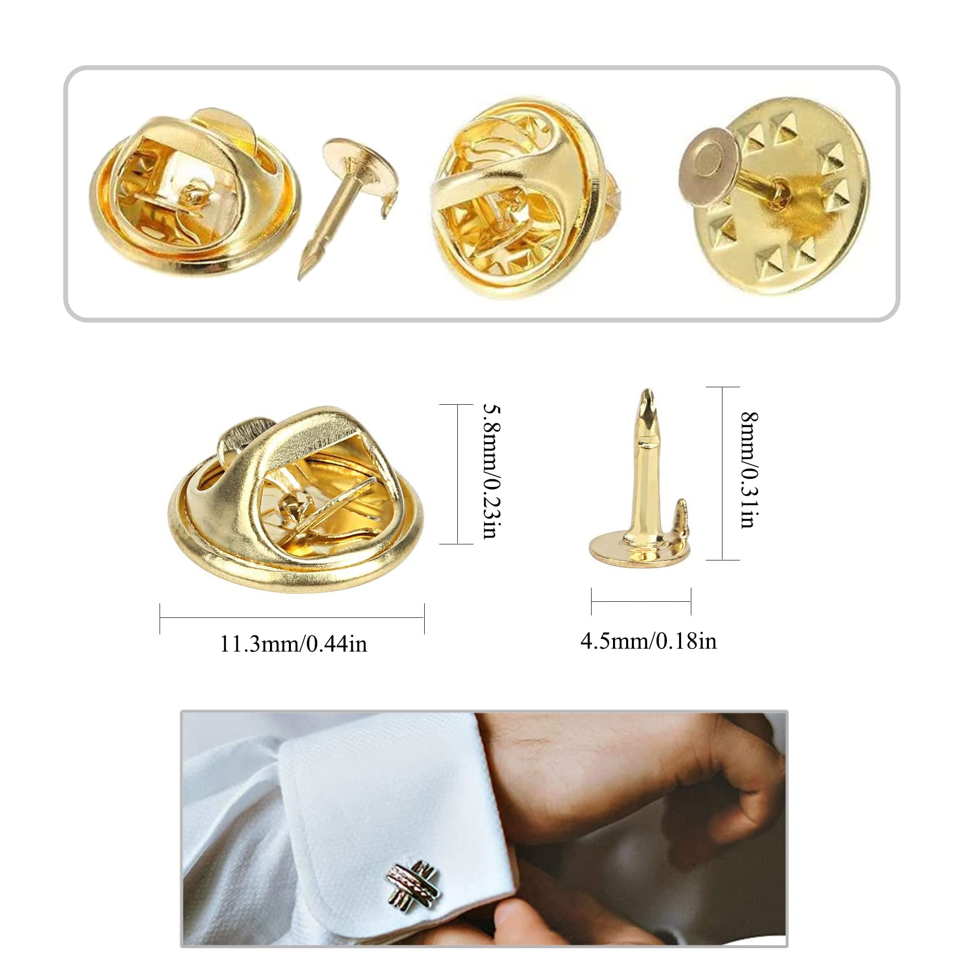 100 stuks vlinderkoppelingen met blanco pinnen, vlindersluitingen, vlindersluiting, reserve-punaises voor het maken van handwerk en sieraden ( goud, zilver
