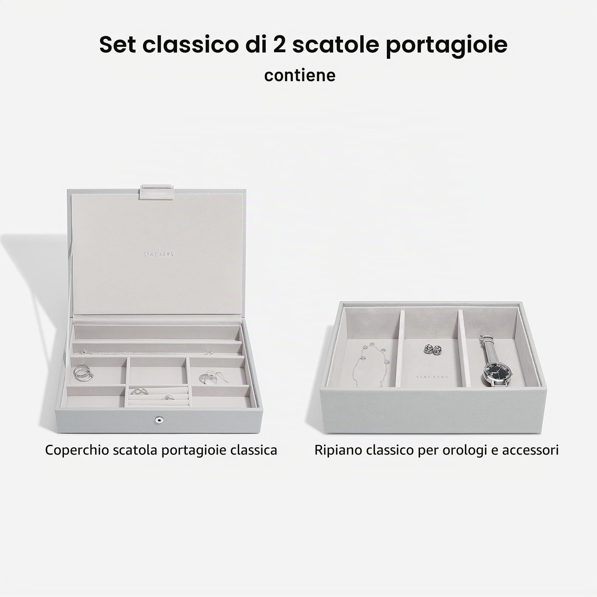 Stackers Pebble Grey - Portagioie classico, 2 pezzi