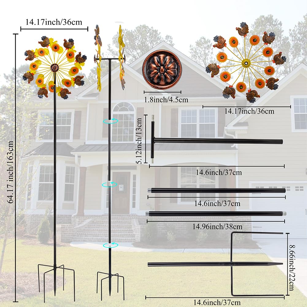 Snapklik.com : DREAMYSOUL Sunflower And Rooster Fall Wind Spinners ...