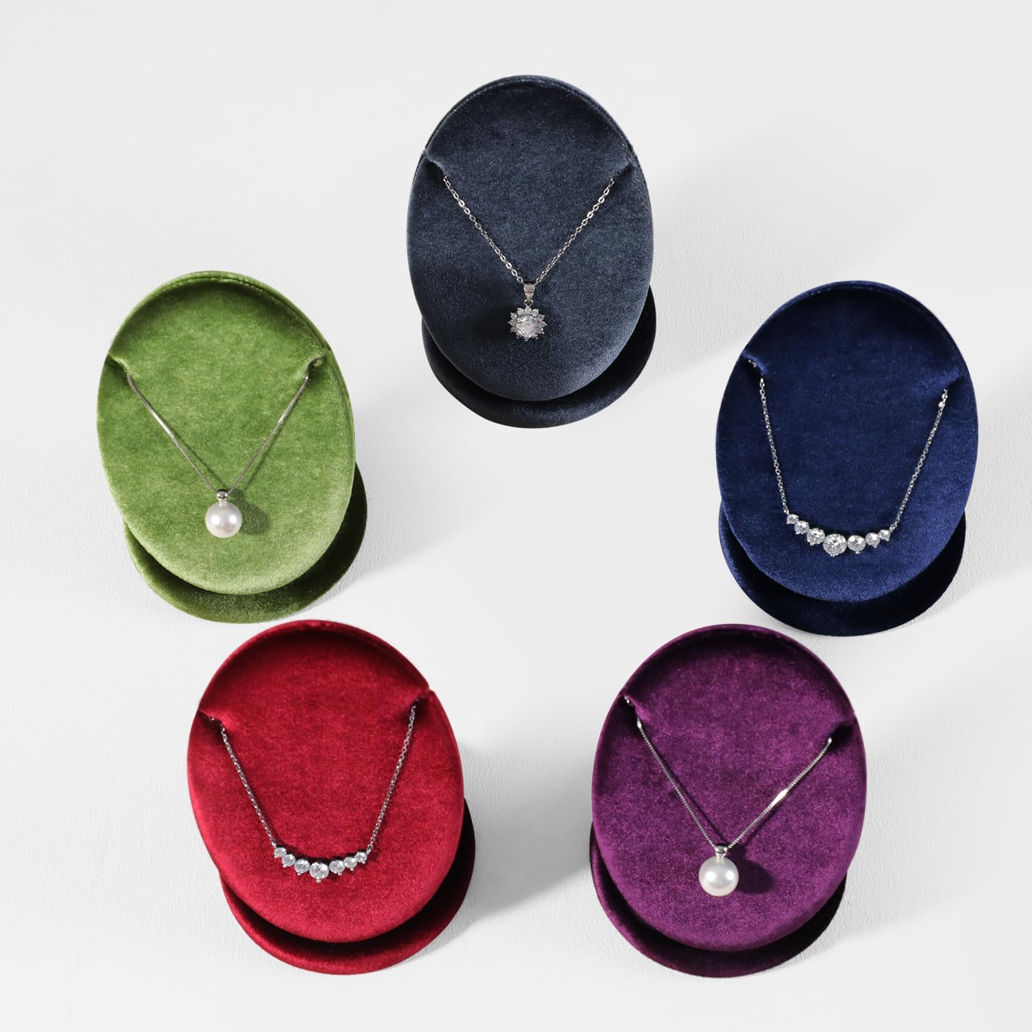 Velvet Necklace Display Stand, Jewelry Display Holder for Pendant Necklace | Small Resilient Velvet Necklace Organizer With Slot for Vanity, Store Retail, Boutique, Trade Show, Photography, Purple
