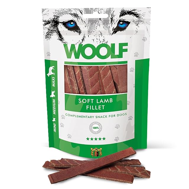Woolf Snacks, filetes tiernos de Cordero para Perro 100g. Premios
