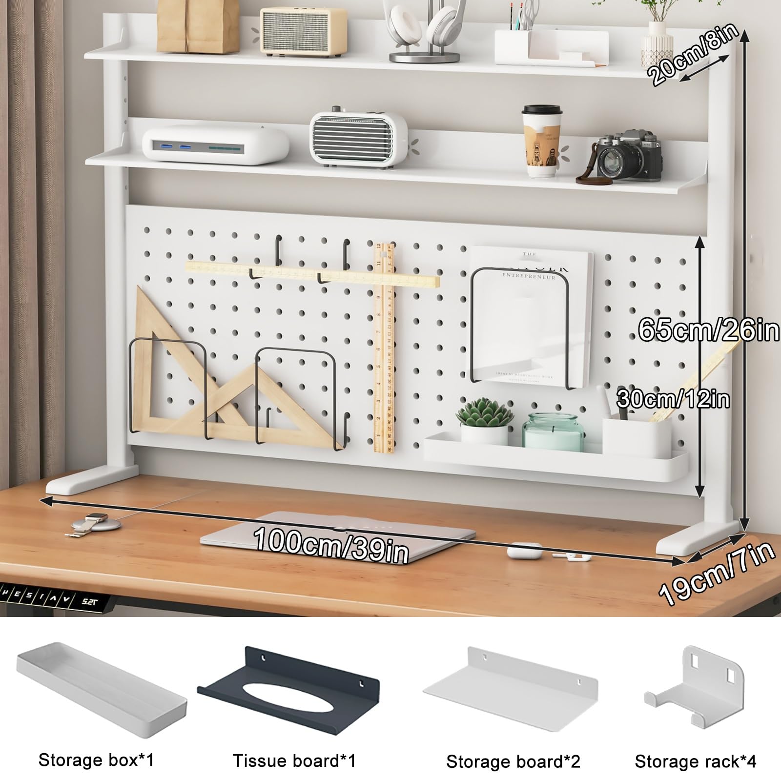 クランプ式デスクトップシェルフ、デスクトップ収納オーガナイザー