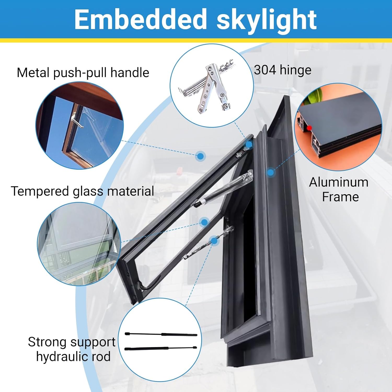Skylights & Roof Windows,Customizable Skylight Roof Window,Sloped Flat Roof Lighting Well Window,Good Ventilation,Sound Insulation,for Indoor Attic,Roof Hatch,Attic Skylight Cover