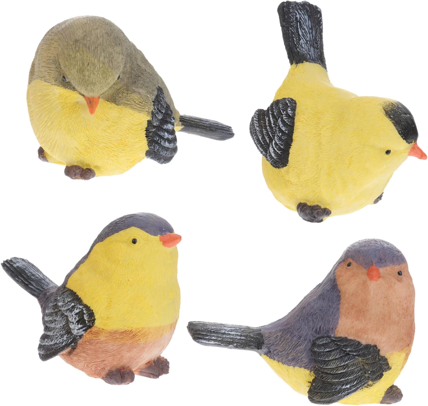 Totority 4pcs Mini Resin Birds Sculpture Ornaments Cute Bird Shaped Decoration for Home Office Mini Garden and Desktop Decor