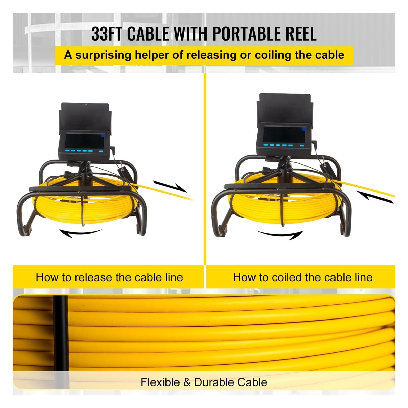 Boroscopio, Cámara de alcantarillado inspección tuberías con Pantalla 4,3" endoscopio Industrial Impermeable DVR(20M Cable)