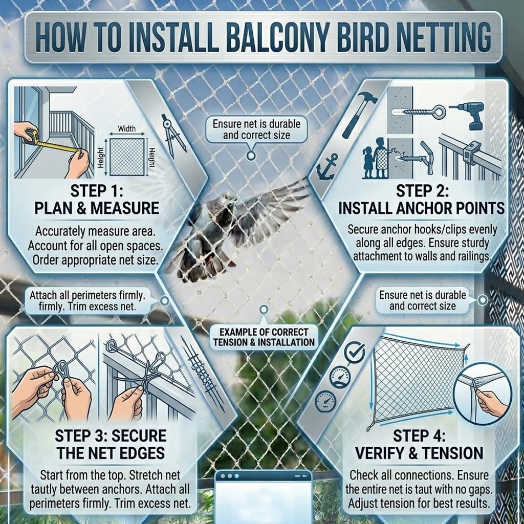 BENAVJI Bird Net - Protect Your Balcony! -6