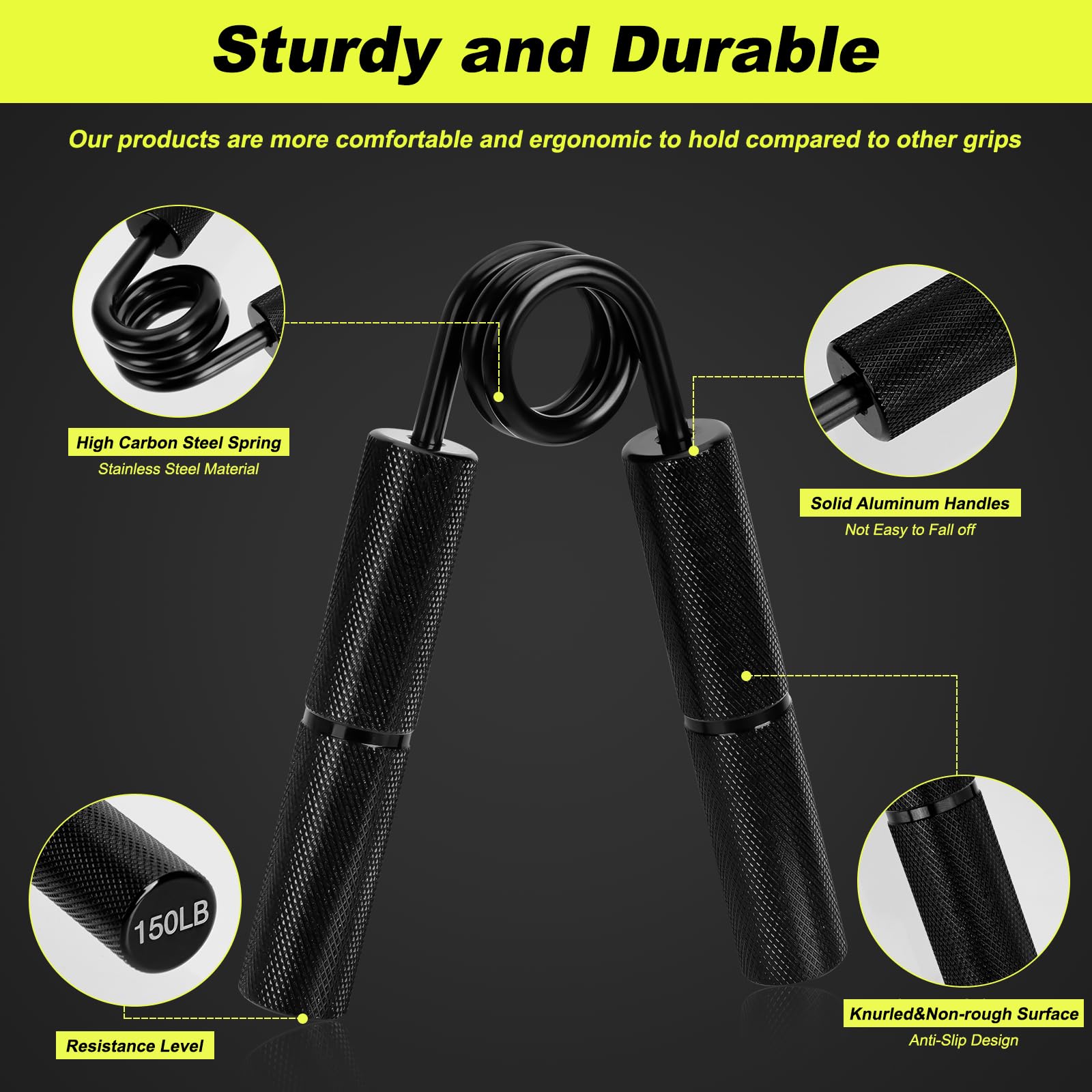 4 Hand Grips Renforceurs De Poigne - 50-200 Lbs - Entraînement Musculaire Et Rééducation