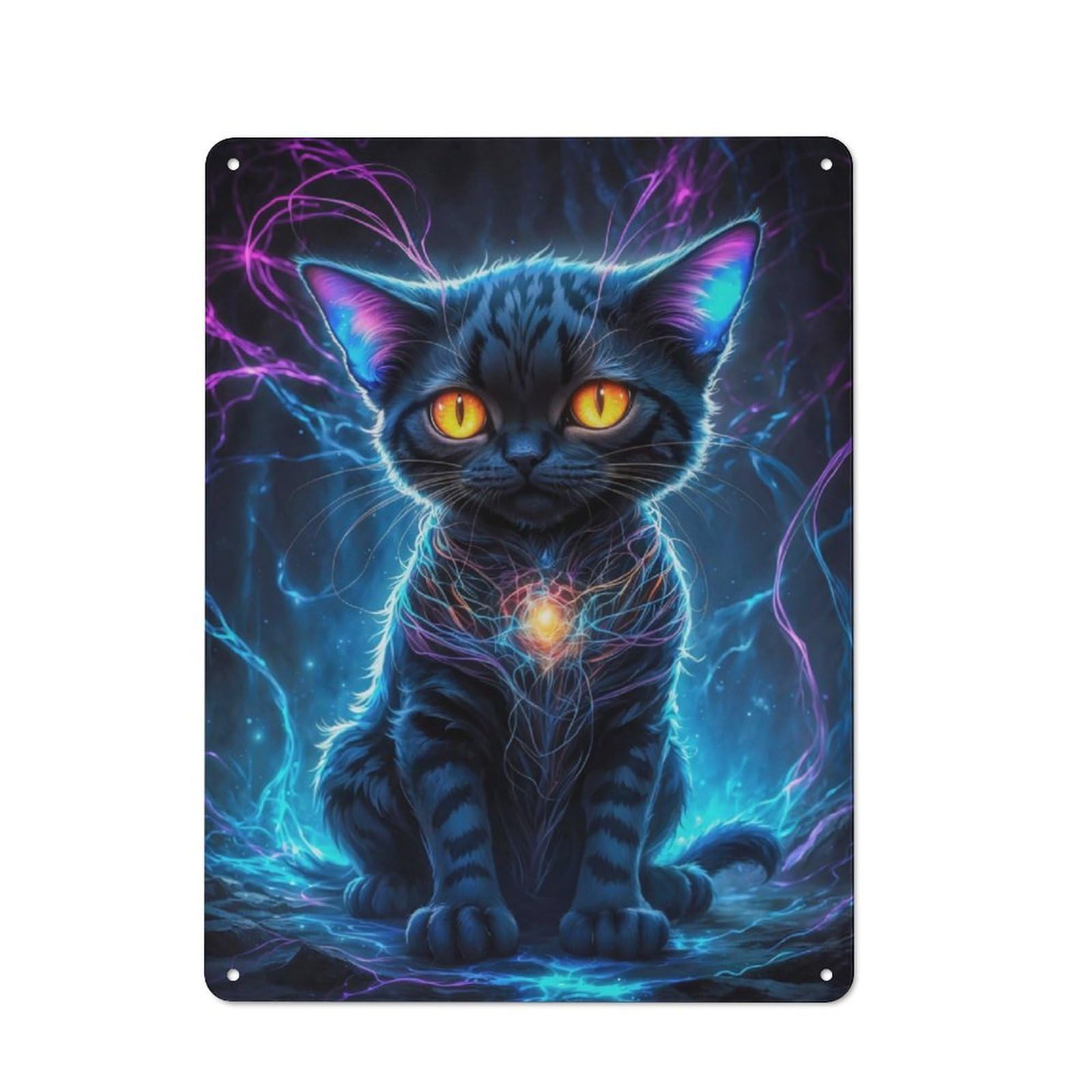 Junmoney Neon Galaxy Kitten Metal Wall Sign 40X30cm Featuring For Bar Or Restaurant, For Restaurant Interior Fans