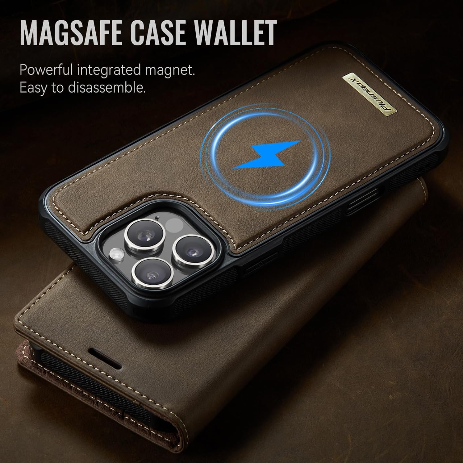 Wallet Case for iPhone 16 Pro Max Compatible with Magsafe, 2-in-1 PU Leather Flip RFID Blocking Card Holder Stand Shockproof Magnetic Detachable Cover for iPhone 16 Pro Max Case 6.9", Brown - Image 8