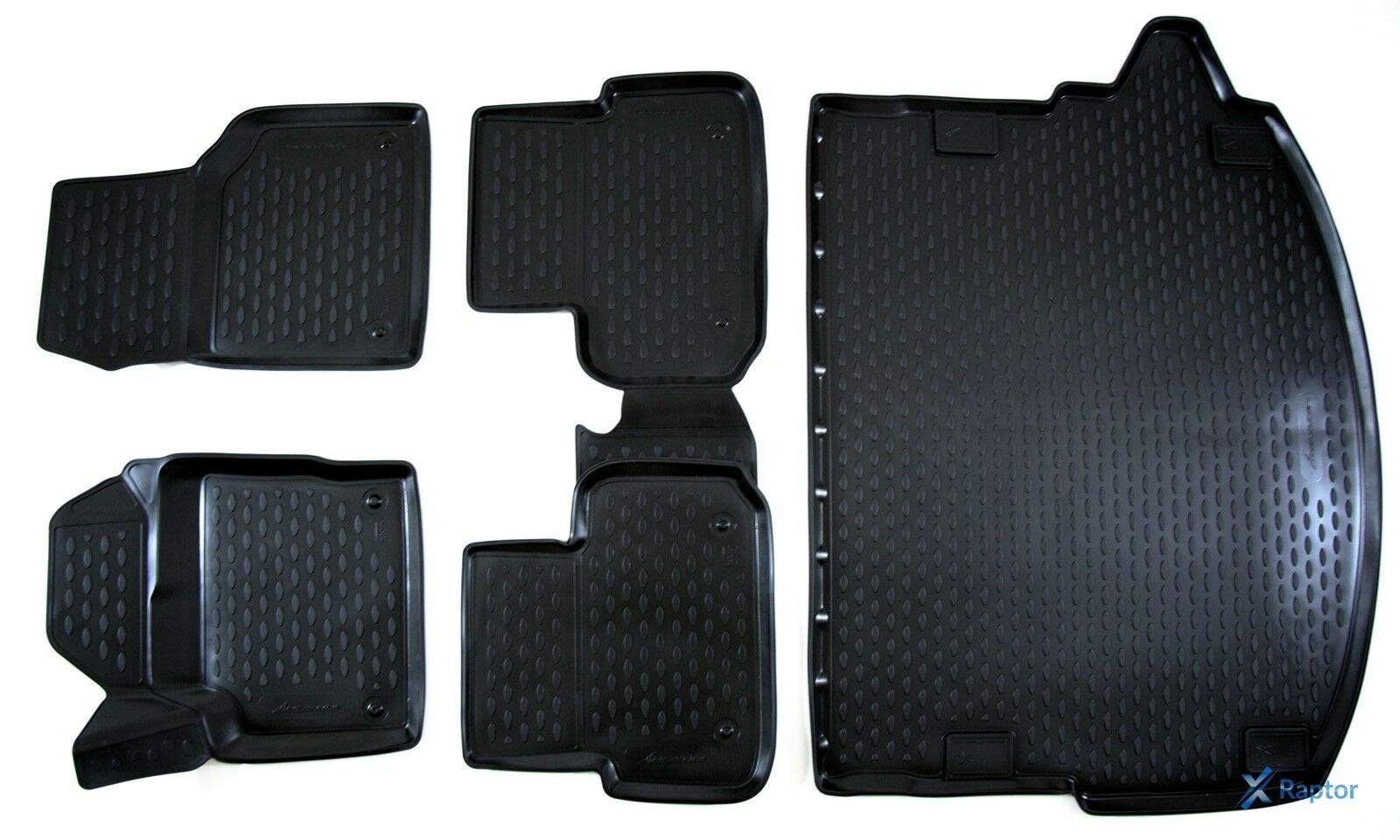 J&J AUTOMOTIVE 3D Gummimatten und Kofferraumwanne Set passend für Land Rover Discovery Sport ab 2014, TPE Fußmatten Allwetter Passform rutschfest Geruchsneutral Schwarz