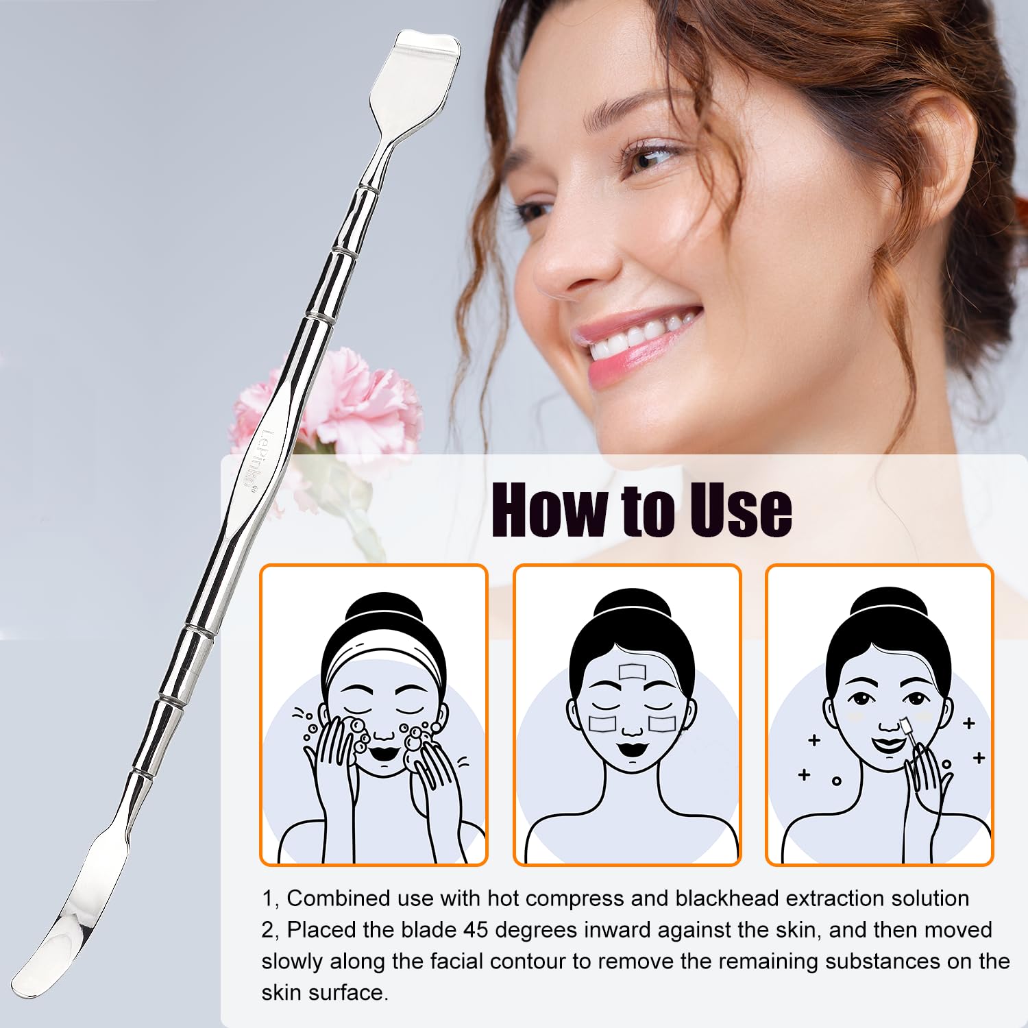 LePinko Stainless Steel Cosmetic Spatula Set, 2PCS, Silver