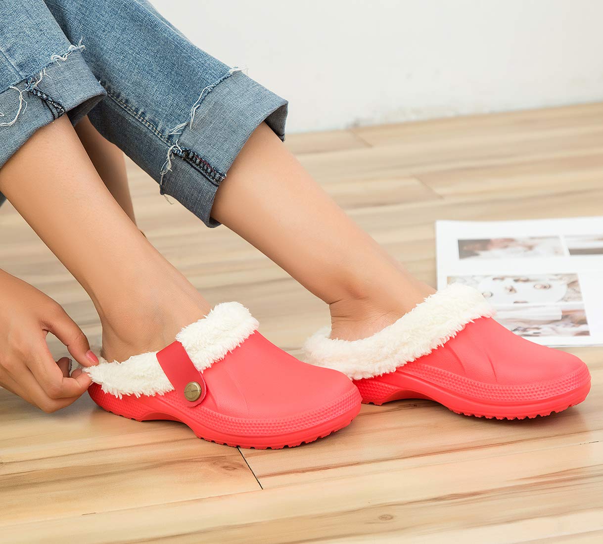 CELANDA Pantofole Invernali Donna Uomo Zoccoli e Sabot Unisex Ciabatte da casa Impermeabile Antiscivolo Scarpe da Giardino All'aperto/Interno,GR.35-47
