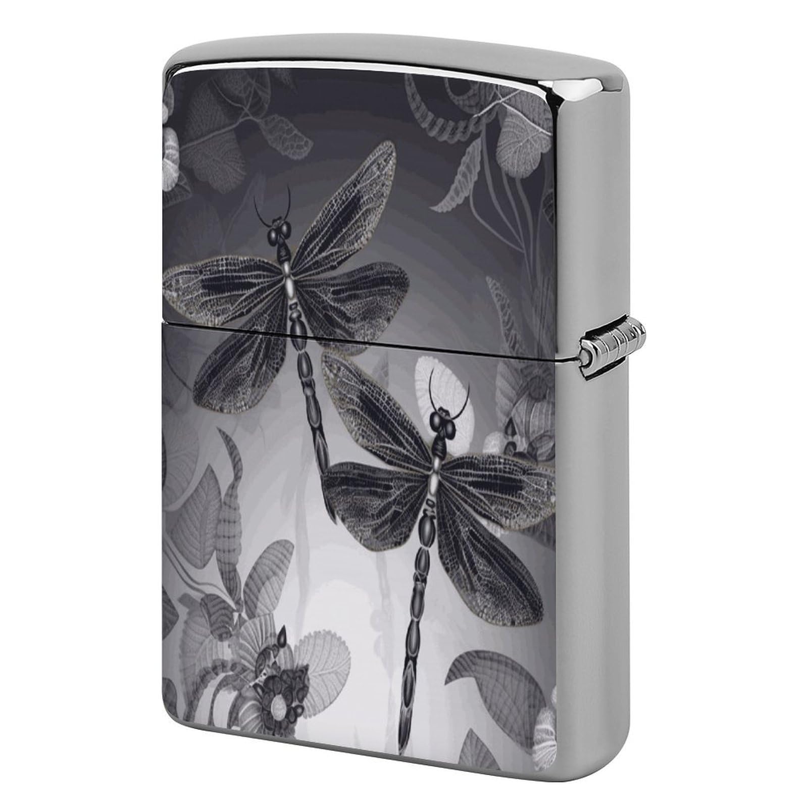 Fodpand Style Dragonflies Grey Metal Lighter Case Cover Lighter Sleeve