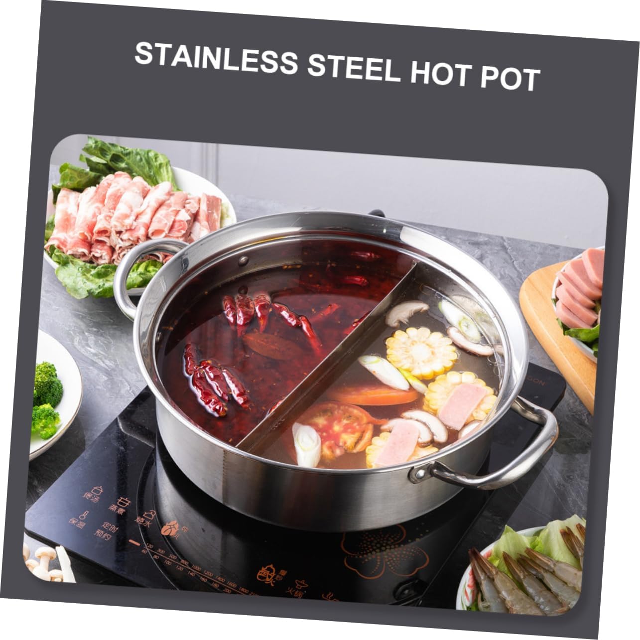Stainless Steel Cookware Hot Pot Holder Lid Electric Hot Pot Casserole Cookware Kitchenware