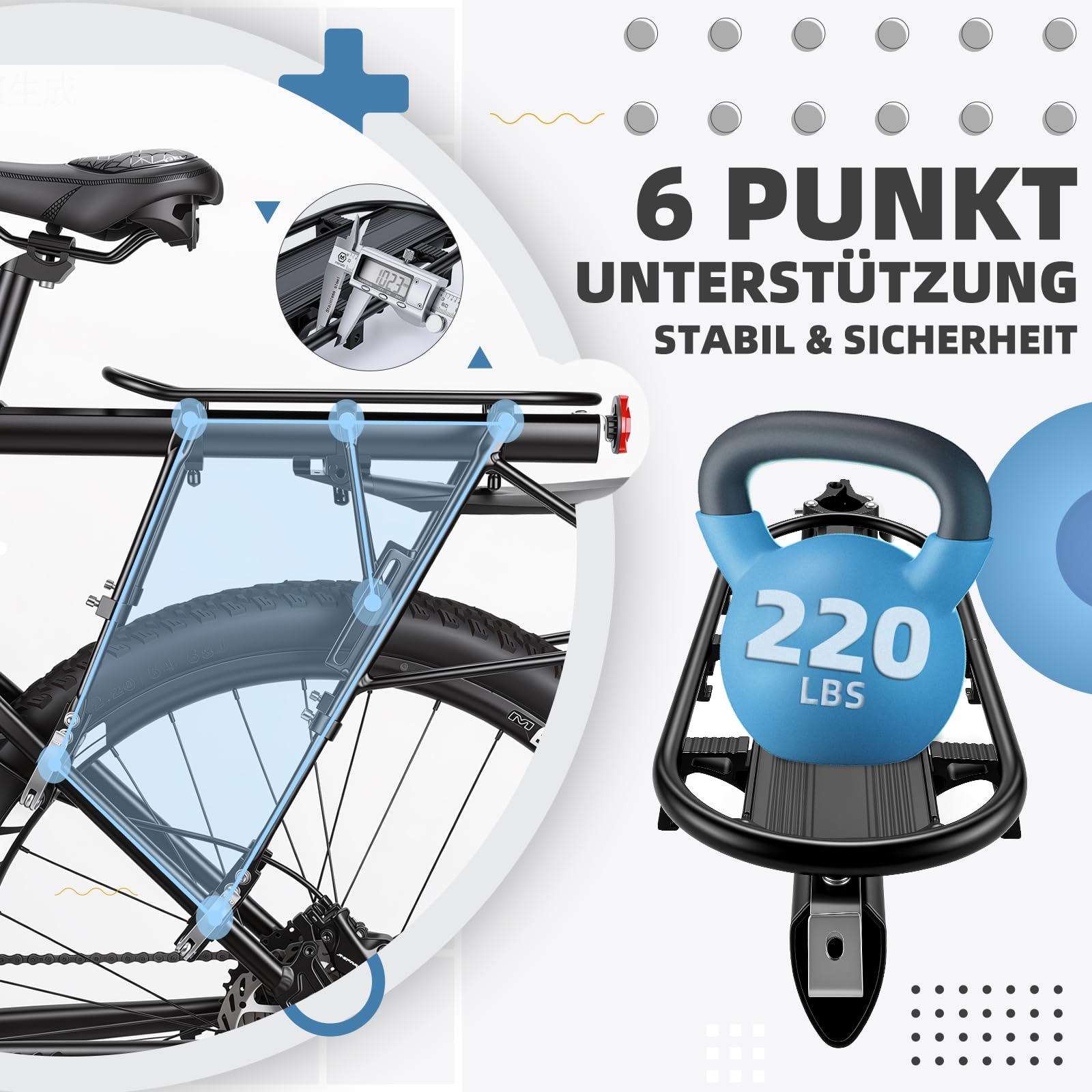 West Biking Gepäckträger Mountainbike - Robust MTB Aluminium Fahrradgepäckträger, Einfache Montage, Fahrrad Hinten Maximalbelastung 50kg