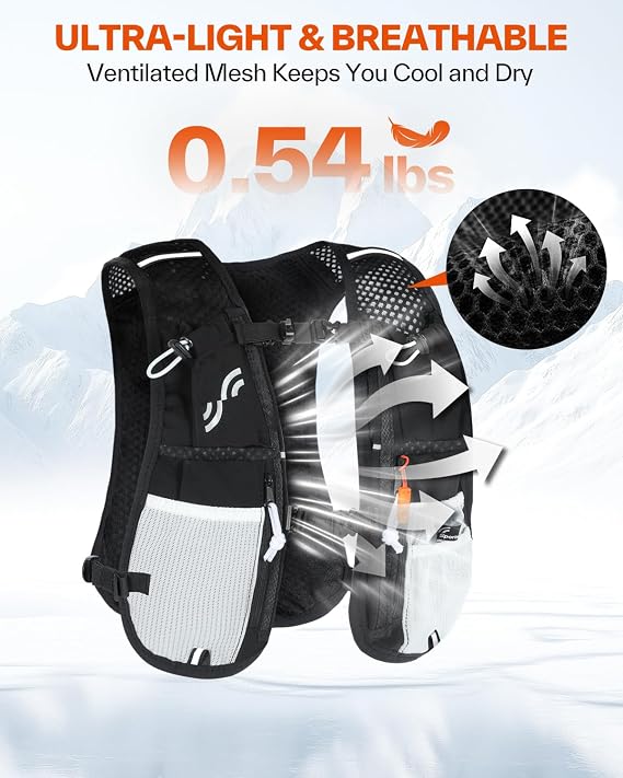 Sportneer Hydration Backpack: Running Vest with 1.5L Water Bladder & Reflective Strips - Lightweight Hydration Vest Backpack for Running Hiking Biking Cycling for Women Men