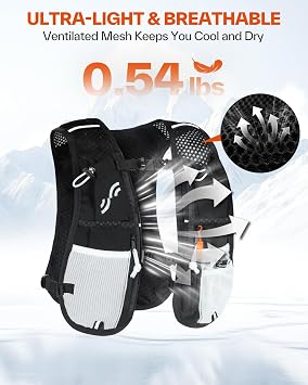 Sportneer Hydration Backpack: Running Vest with 1.5L Water Bladder & Reflective Strips - Lightweight Hydration Vest Backpack for Running Hiking Biking Cycling for Women Men