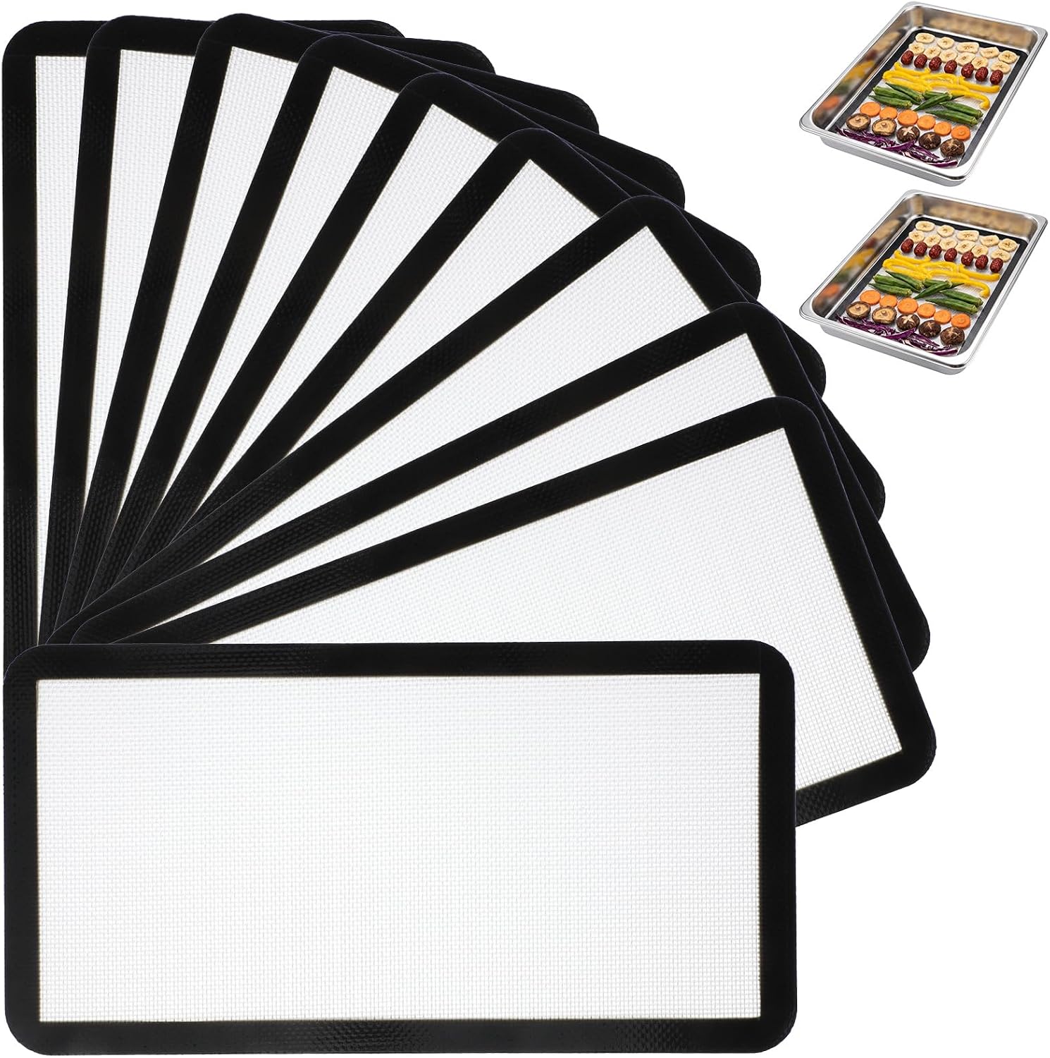 10 Pcs Reusable Baking Sheet Mat, Silicone Baking Mats for Oven, Black
