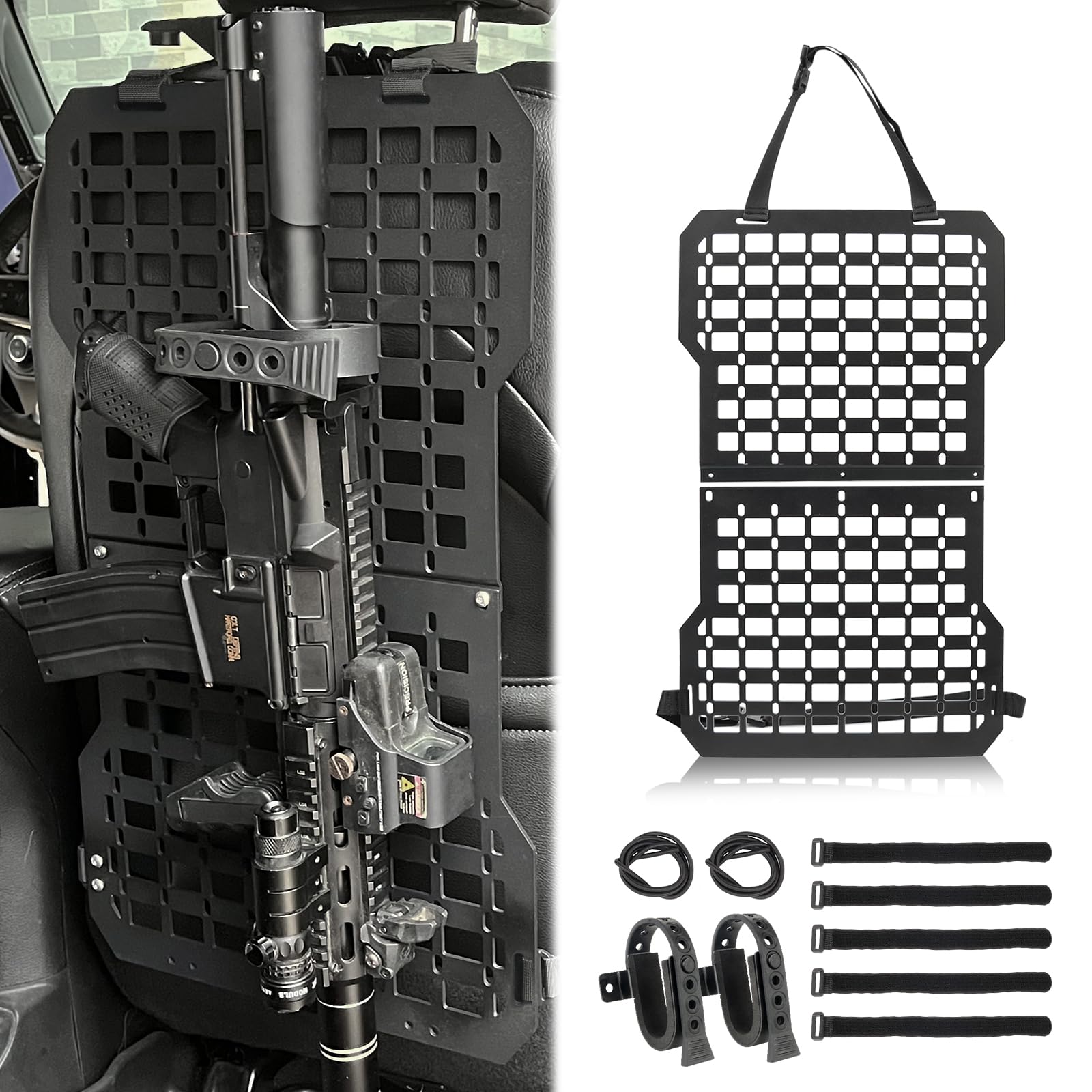 MAIKER Rigid MOLLE Panels for Truck Seat Back Organizer - Adjustable Versatile Storage with Hook & Loop Fasteners & Elas