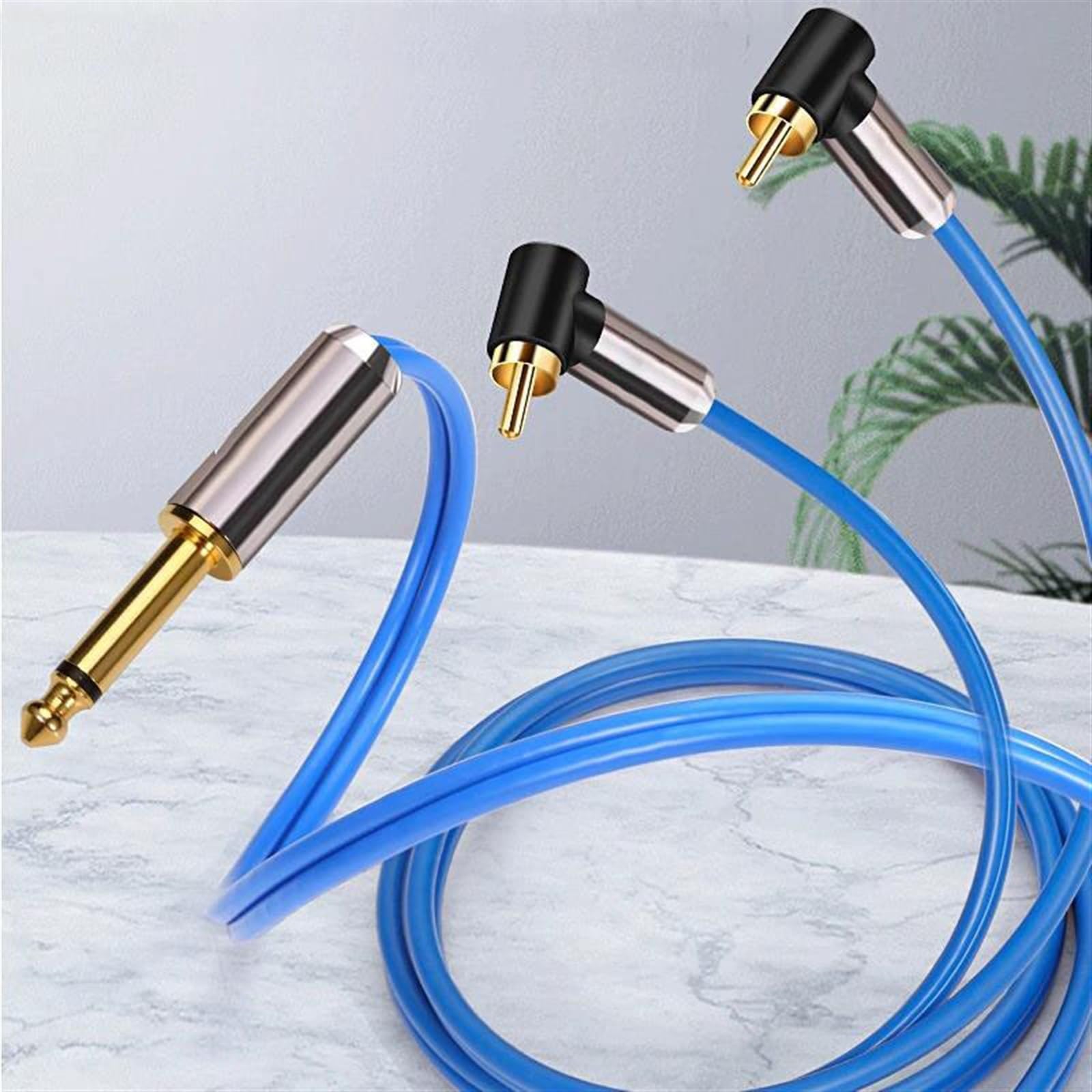 Cables para instrumentos Cable De Premium TS Jack 1/4" A 2 RCA Para Caja De Resonancia De Guitarra Cable Blindado De 6,35 A RCA Dual(Other,5meter)