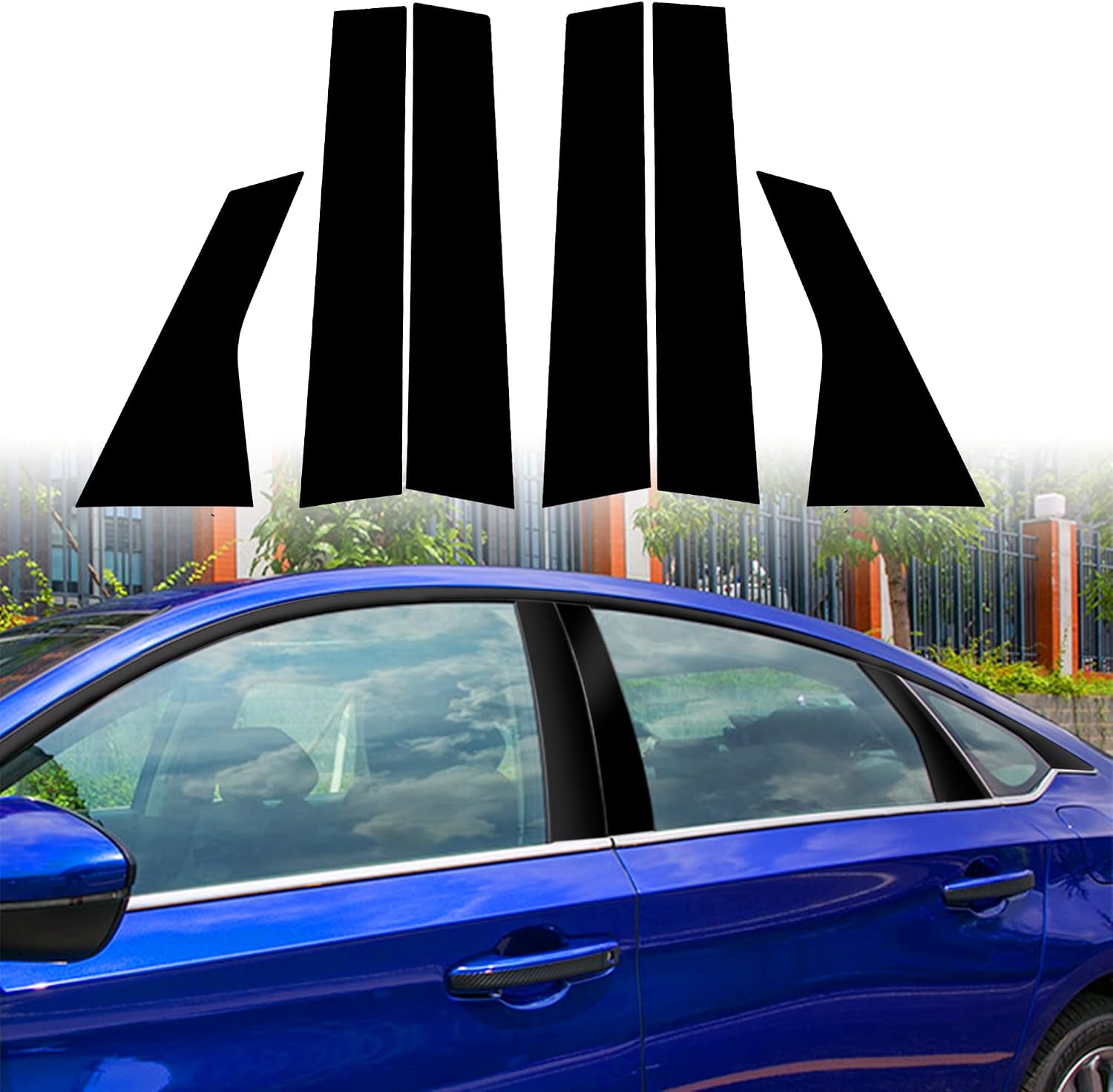 TOMALL 6pcs Glossy Black Car Window Pillar Post Vinyl Stickers Compatible with Honda Accord Sedan 2018 2019 2020 2021 Auto Overlay Wrap Trim Exterior Accessories Modification Decoration (Glossy Black)