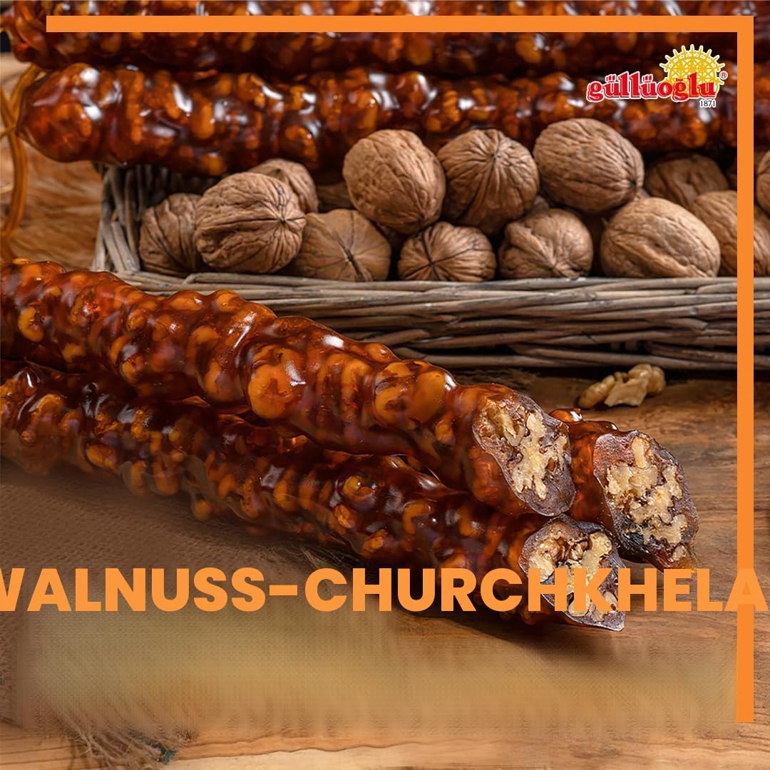 Gulluoglu Walnut Churchkhela (Cevizli Sucuk), täglicher frischer Versand aus Istanbul/Türkei. (0,5 kg)