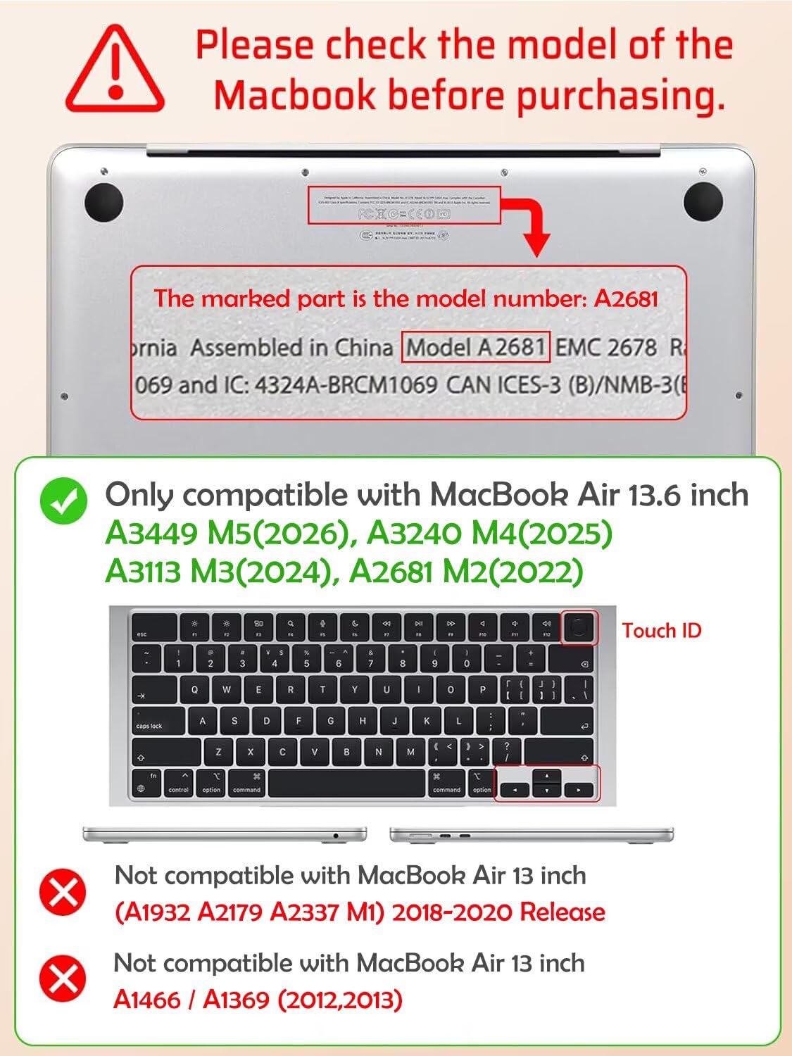 MOKASE Coque Pouce MacBook Air 13,6 Pouces M5 2026 M4 2025 M3 M2 2024-2022 A3449 A3240 A3113 A2681 avec Liquid Retina Display, Boîtier Rigide en Plastique Caoutchouté & Couvre-Clavier, White Gold