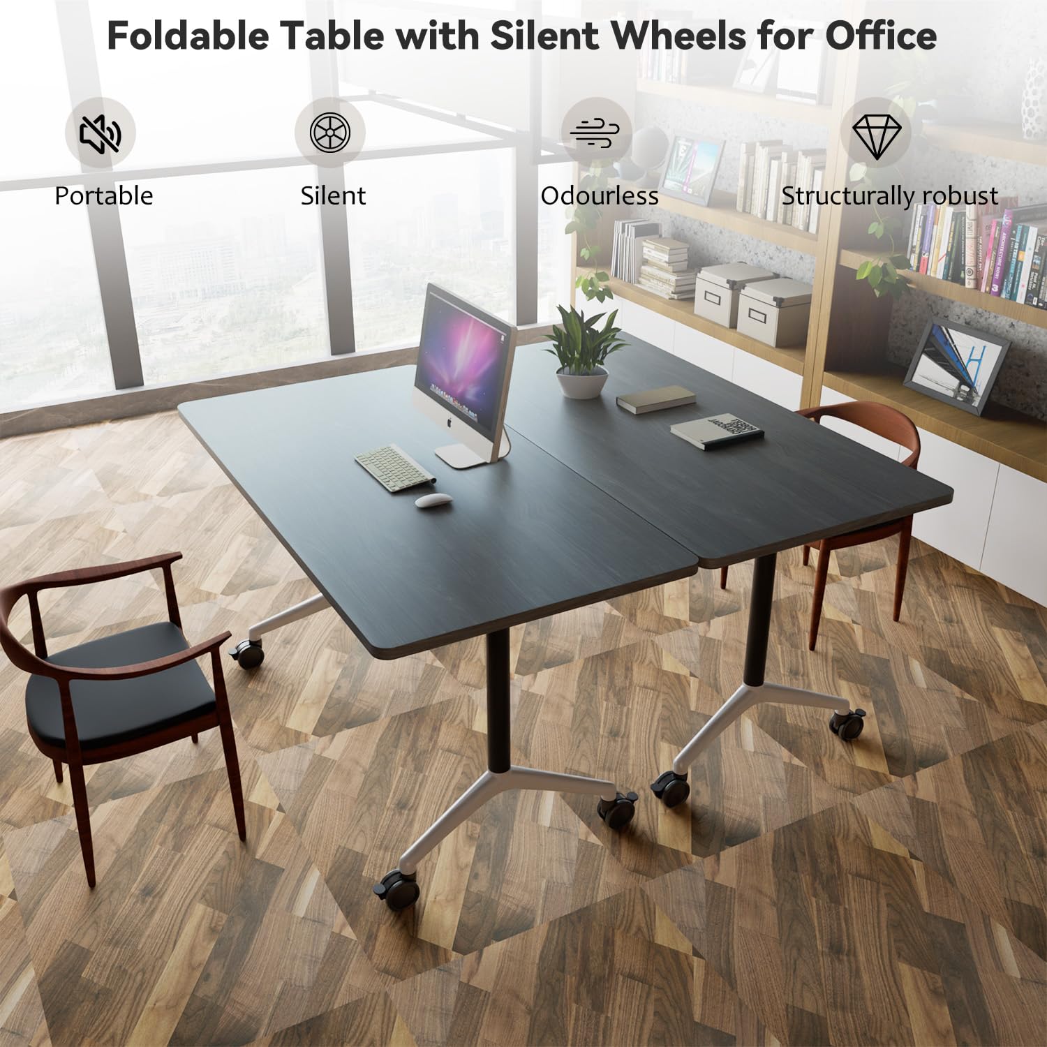 Folding Conference Room Tables Seminar Conference Table Modern Flip Top Training Meeting Tables Conference Room Table with Wheels — view 8