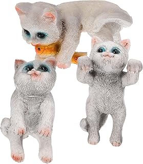 Hohopeti 3 peças ornamento de gato para tanque de peixes, ornamentos para tanque de peixes, ornamentos de pesca, mini gatos, material de escritório, decoração de aquário, presente de resina infantil, ornamento fofo de gatinho