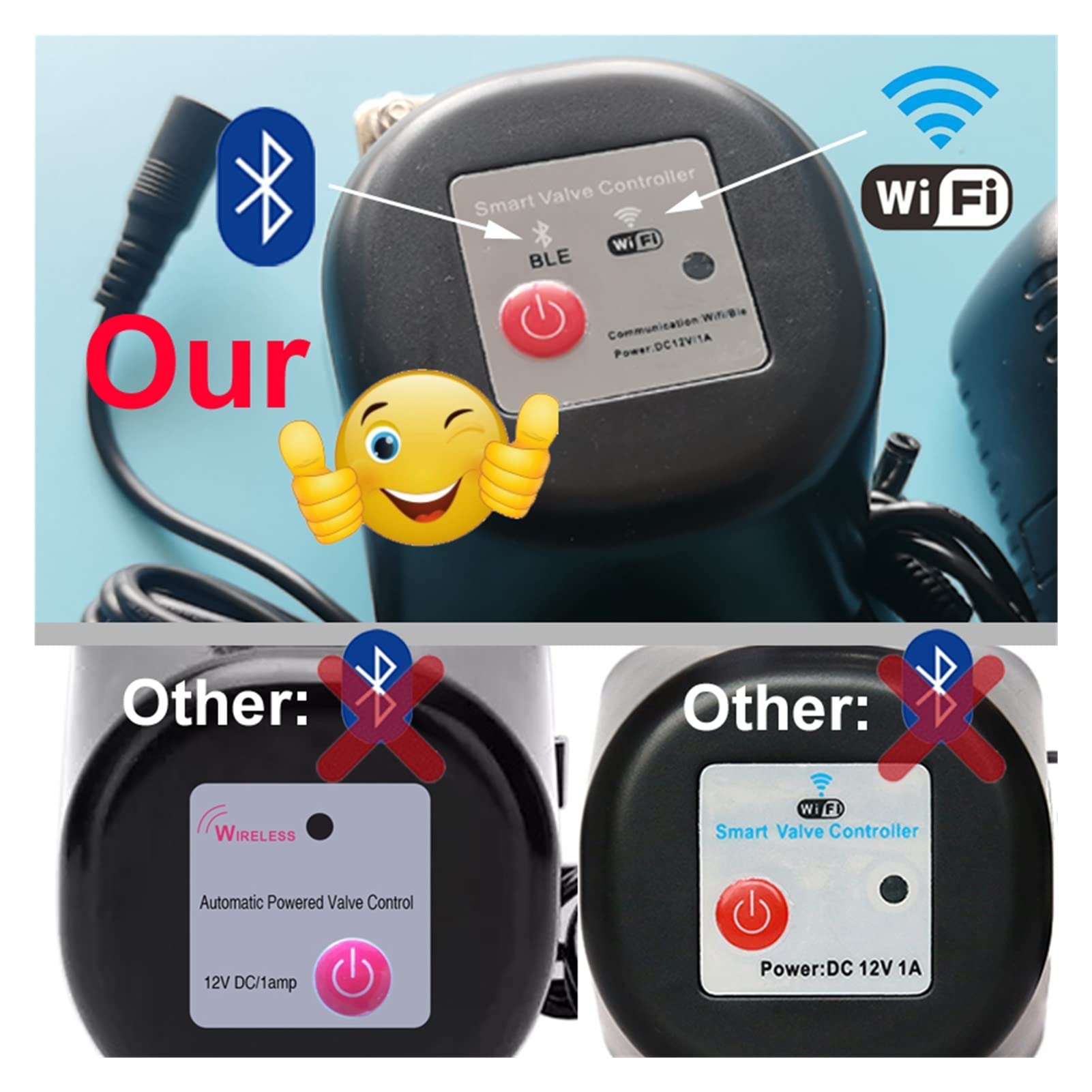 Smart Water Valve Spegnimento Smart WiFi Valvola dell'acqua Valvola del gas Spegnimento Garden Smart Rubinetto per acqua Irrigazione intelligente Elettrovalvola dell'acqua Telecomando WIFI (Color :