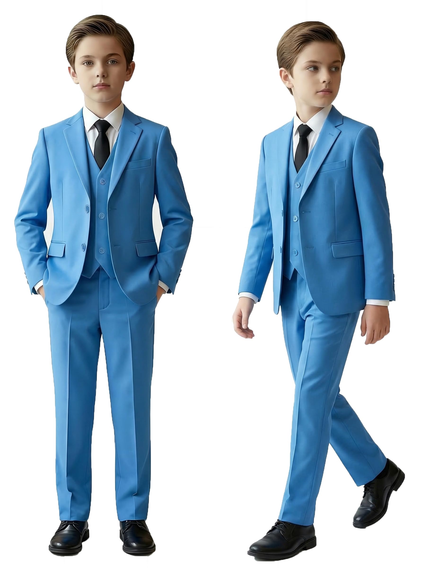 Boys Suits 5 Piece Slim Fit Suit for Kids Formal Ring Bearer Suits | Verstellbare Taille, elastischer Rücken, atmungsaktives Gewebe, knitterfrei, pflegeleicht, nicht juckend, weiches Futter