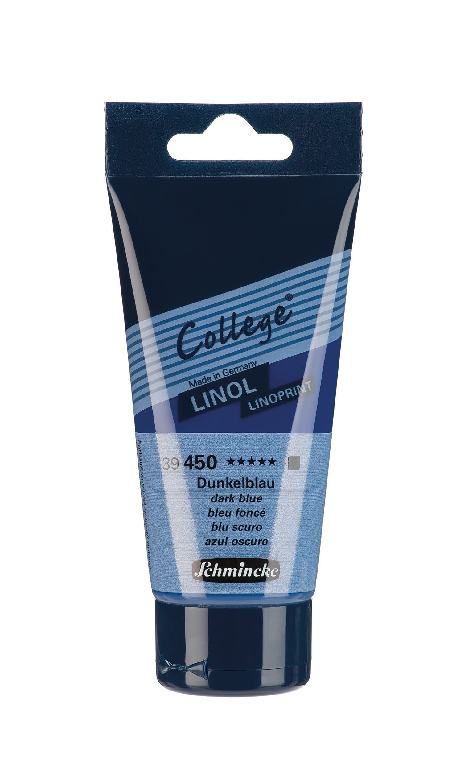 SchminckeCollege Linol, artists' lino printing inks, dark blue in 75 ml tube, 39450013, low-odour water-based lino printing ink, lightfast, even print