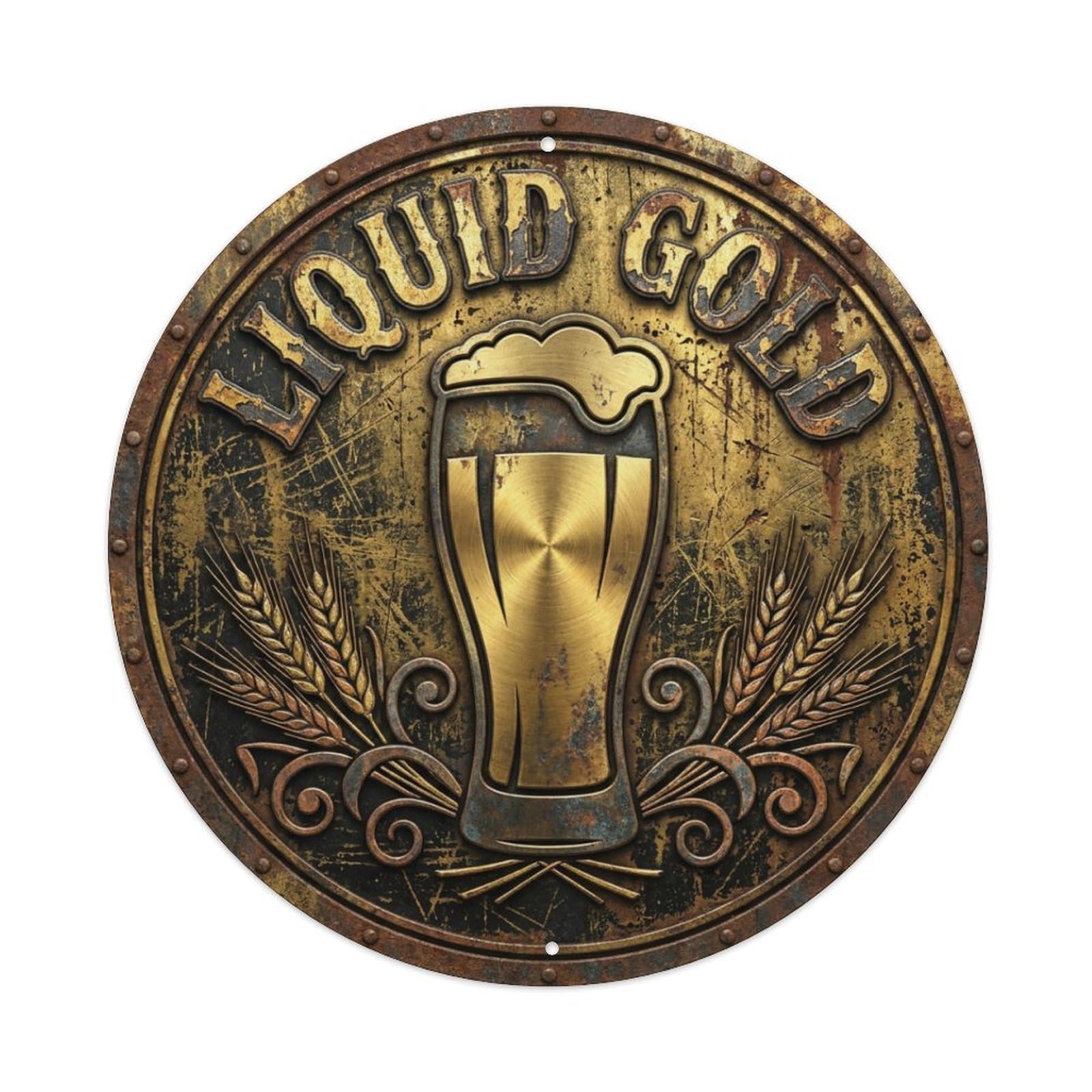 Fyrn Style Metal Tin Sign Vintage Beer Tavern Liquid Gold Retro Bar For Pub
