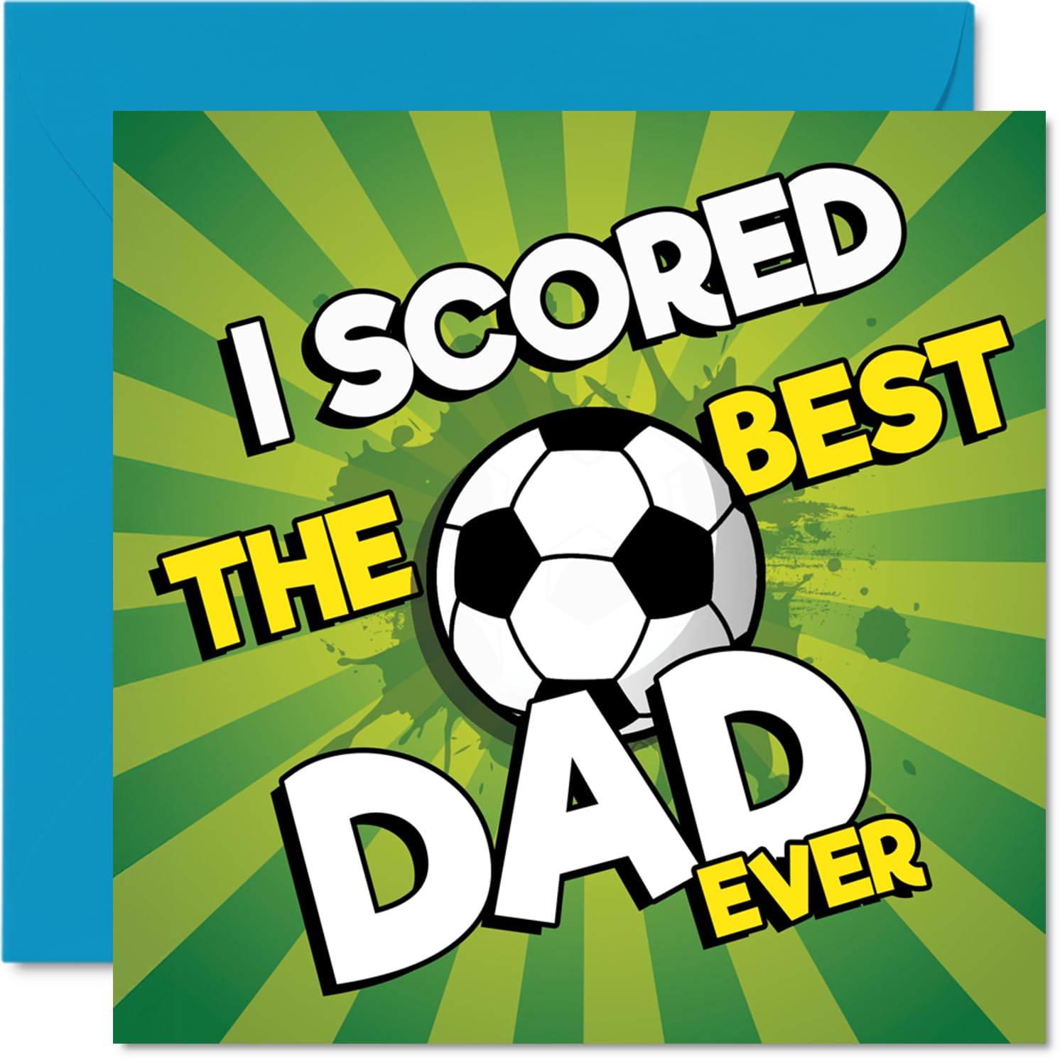 Playful Birthday Card for Dad - Scored a Winner with This Football-themed Design - Vibrant Green Pitch and Bold Text, Father's Day - 145mm Square, Envelope Included