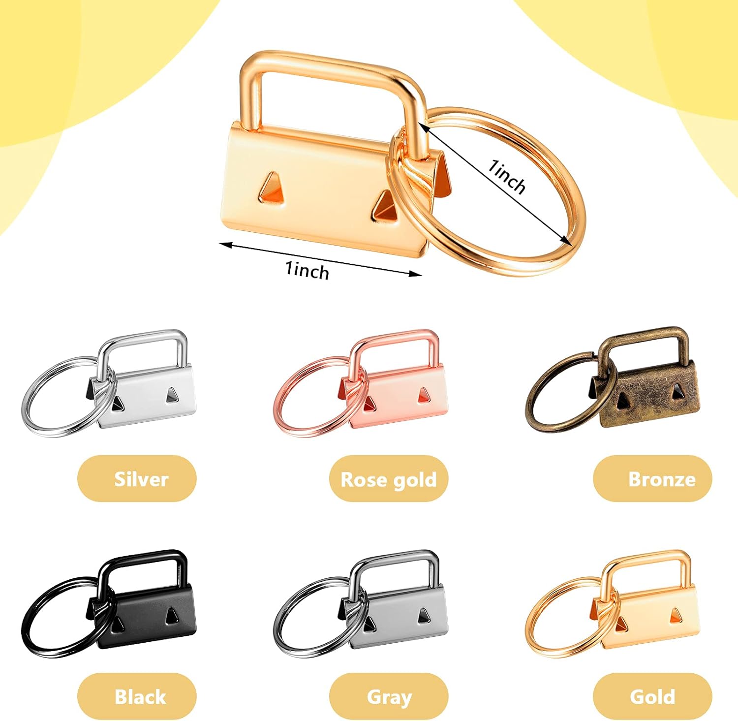 Furge 72 Pieces Key Fob Hardware Set Including 24 Wristlet with Keyring, Colorful Leather Keychain Tassel and Swivel Snap Hooks for Supplies, 6 Colors, Multicolor, Large - Image 2