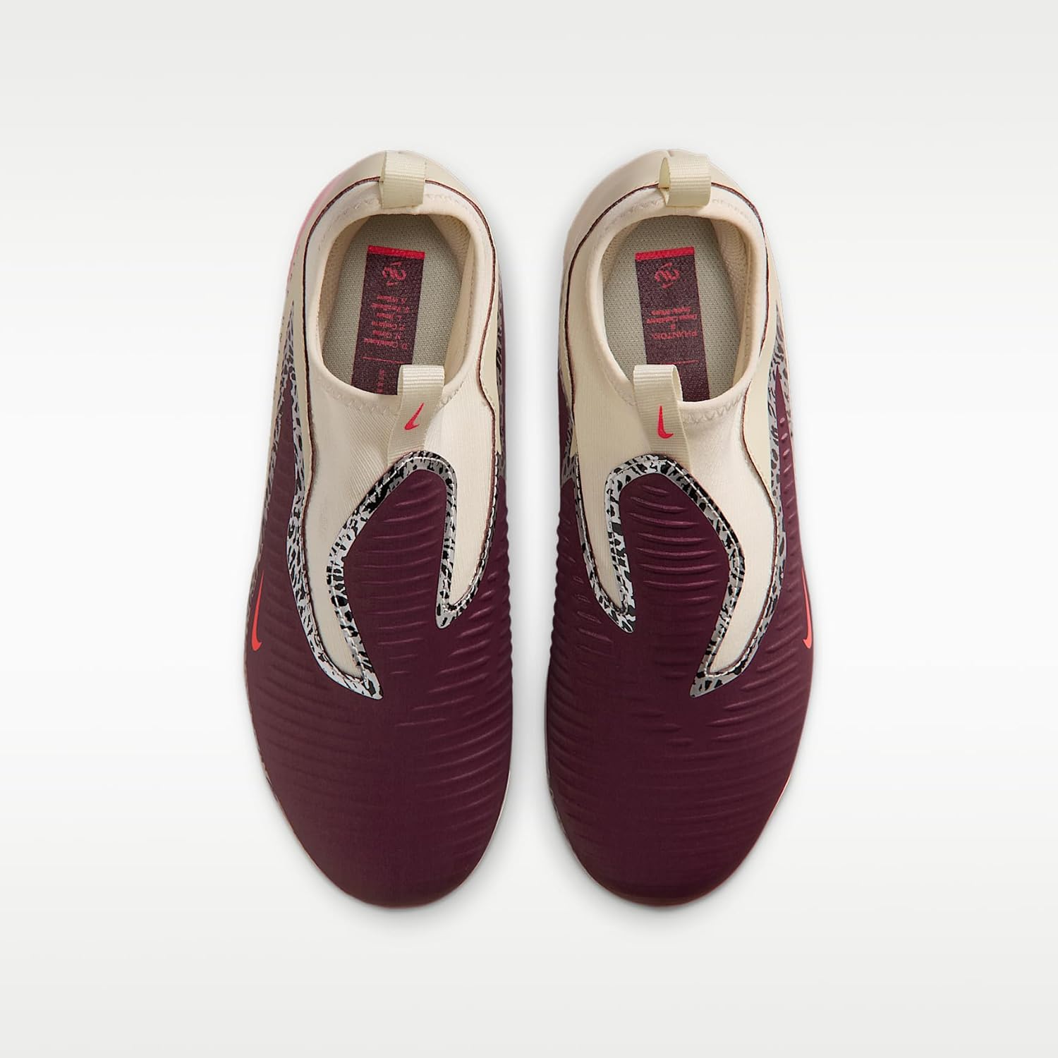 Nike United Jr. Phantom 6 High Academy Big Kids' Multi-Ground Soccer Cleats (Burgundy Crush/Fossil/University Red)