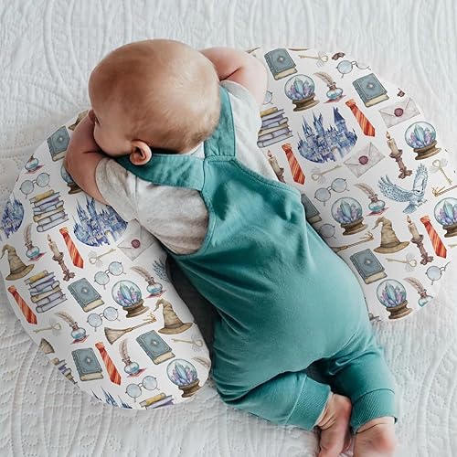 Miniatura 2 de Fundas de almohada de lactancia para bebés de acuarela Magics para niño y niña, búho, mago, sombrero de bruja, libro de letras, funda de almohada de