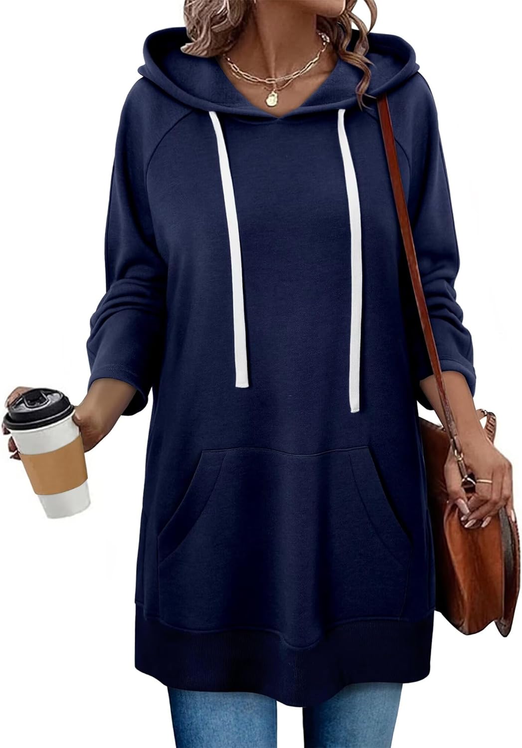 StunShow Women Oversized Sweatshirt Pullover Casual Split Hem Long Hoodie Dress with Kangaroo Pocket 2025 Fall