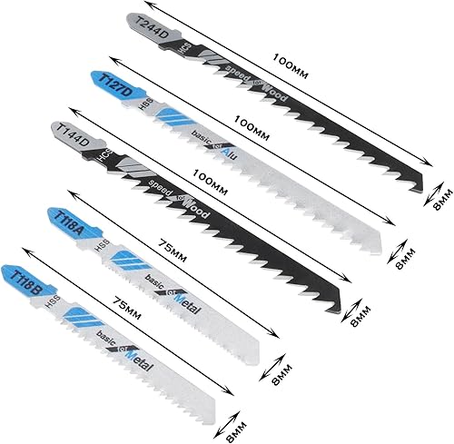 Miniatura 4 de ECSiNG Juego de 10 hojas de sierra de sierra para madera y metal con eje en T para todas las sierras de calar, compatible con Bosch compatible con