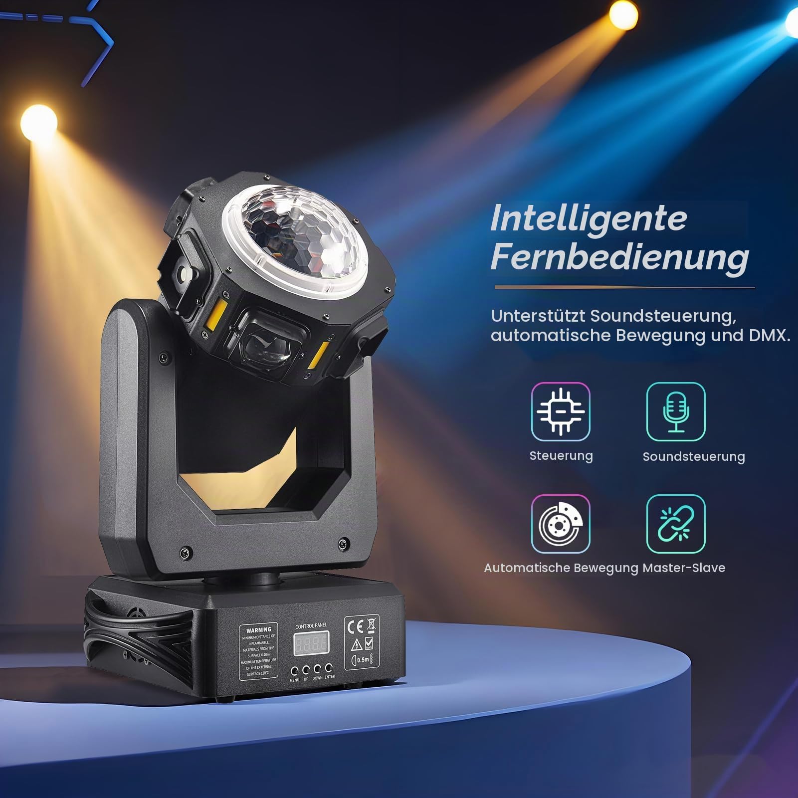 Discolicht Partylicht, Moving Head-ZS101,LED RGB Licht DJ Projektor Musikgesteuert DJ Disco Lichter, DMX Effektstrahler,Für KTV Familientreffen Hochzeit Geburtstag Halloween