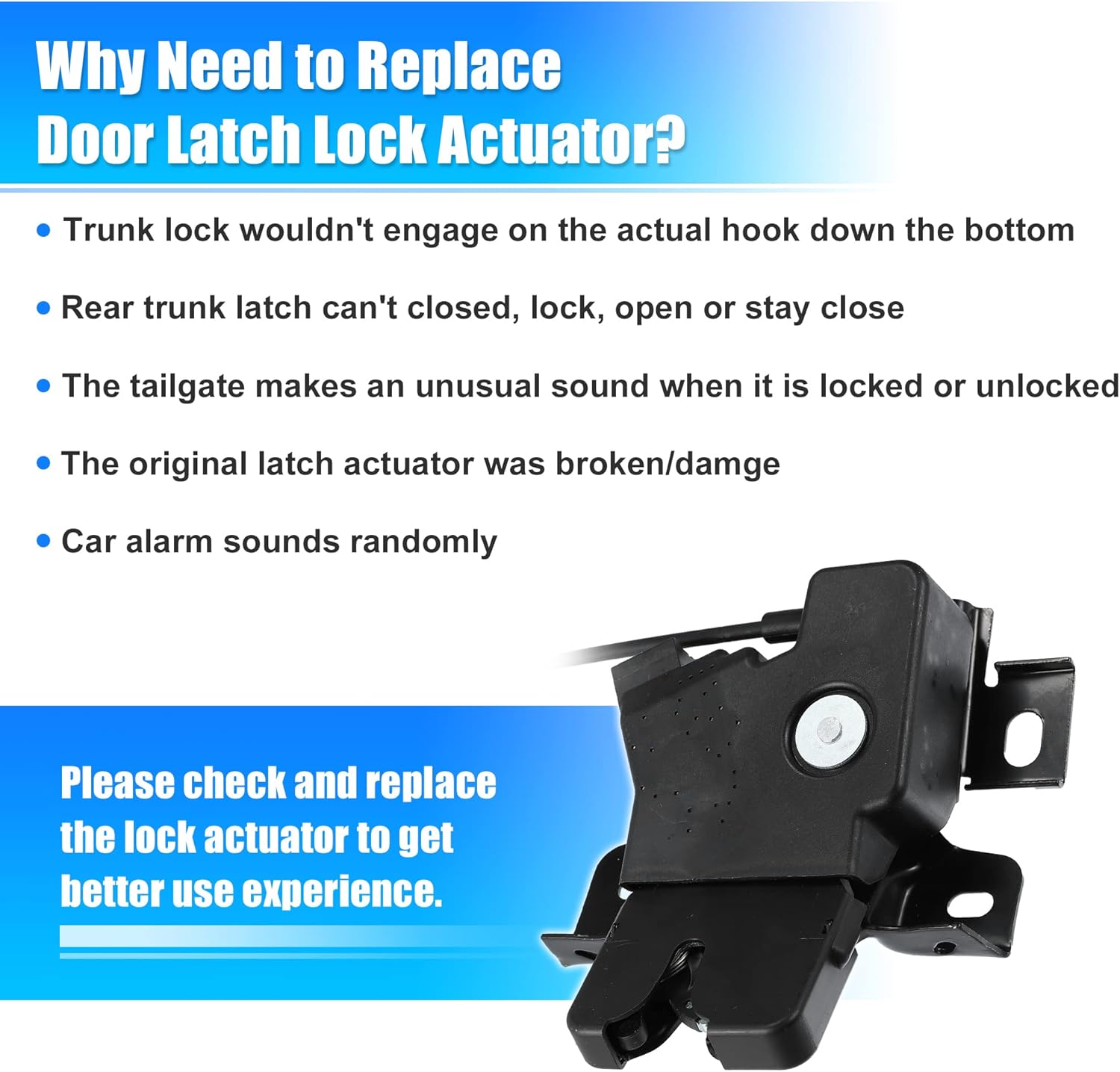 X AUTOHAUX Trunk Latch Actuator DR3Z-5443200-A for Ford Mustang Coupe 2010-2014 - Rear Deck Lid Latch Motor Tailgate Door Lid Lock w/Release Cable