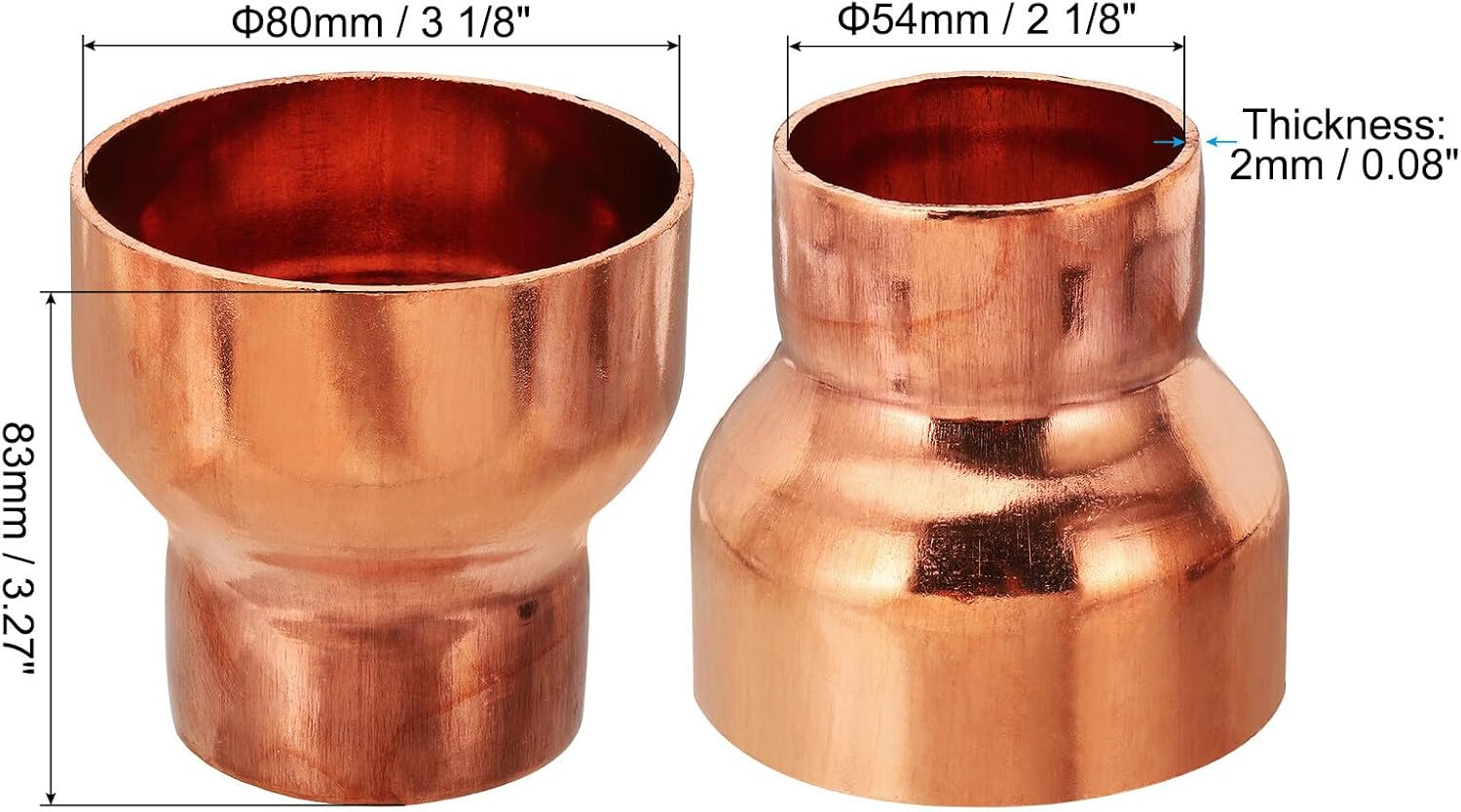 3 1/8" to 2 1/8" ID Copper Reducer Reducing Coupling Fitting Pipe Tube Adapter YESSC432